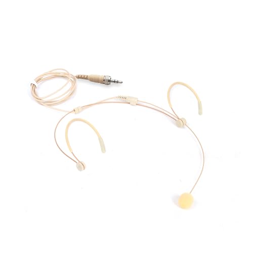 Headworn/Headset Microphone Wired, Dual Over-Ear Headset Mic, Condenser Headset Mic Compatible with Sennheiser Microphone Wireless Systems, Ideal for Lectures, Actors, Theater - Beige - size: 3.5mm Screw Lock Plug