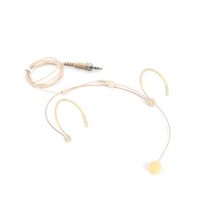 Headworn/Headset Microphone Wired, Dual Over-Ear Headset Mic, Condenser Headset Mic Compatible with Sennheiser Microphone Wireless Systems, Ideal for Lectures, Actors, Theater - Beige - size: 3.5mm Screw Lock Plug