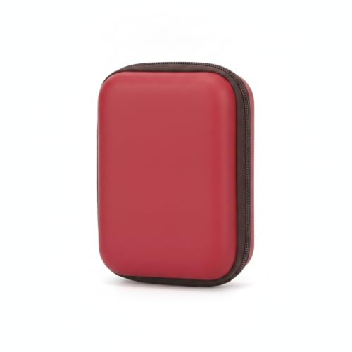 Hard Shell Headphone Case for Over-Ear Models, Compact EVA Travel Pouch with Zipper, Red