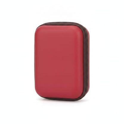 Hard Shell Headphone Case for Over-Ear Models, Compact EVA Travel Pouch with Zipper, Red