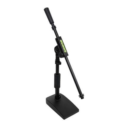 Shure by Gator Low Profile Mic Stand with Single-Section Boom (SH-DESKTOP2) | Compact Non-slip Weighted Base Twist Clutch Height Adjustment Integrated Cable Management.