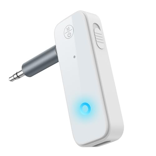 Aux Bluetooth Adapter for Car, 2 in 1 Wireless Bluetooth 5.4 Transmitter Receiver, Built-in Mic Hands-Free Calls Crystal Clear Sound, for Cars Headphones Home Stereo, White - color: White