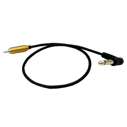 Premium RCA to 1/4 Inch Mono Audio Cable, 6.35mm to RCA Male to Male,Black with Gold Connectors, Right Angle Design, Professional Grade 1.64FT