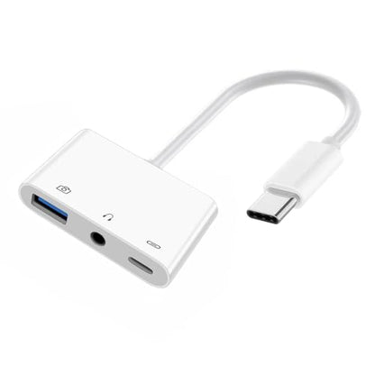 Type C USB-C to 3.5mm Audio AUX & Type-A USB2.0 OTG Female with PD Power Charge Adapter Compatible with Laptop Tablet Phone - style: USB3.0+Audio 3-in-1