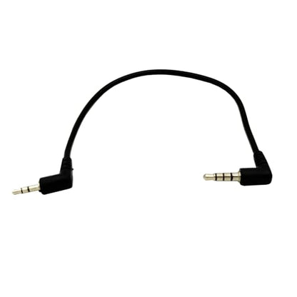 Seadream 2.5mm to 3.5mm Stereo Audio Cable 10inch, 3.5mm 4 Pole to 2.5mm 3 Pole Right Angle AUX Cable, Short Stereo Jack Connector, Black, 2-Pack