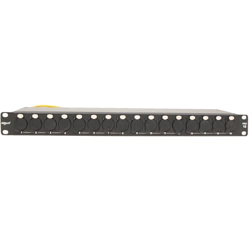 DIYTECH 16 Port XLR Patchbay — Balanced Patch Bay Audio Snake Panel with Reversible XLR Connectors, Metal Rack-Mount Chassis, Mounting Screws Included — Studio, Live Sound & Broadcast