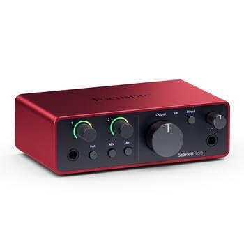 Focusrite Scarlett Solo 4th Gen USB Interface with Software Suite, Bundle With H&A Pop Filter, XLR M to F Cable 10'