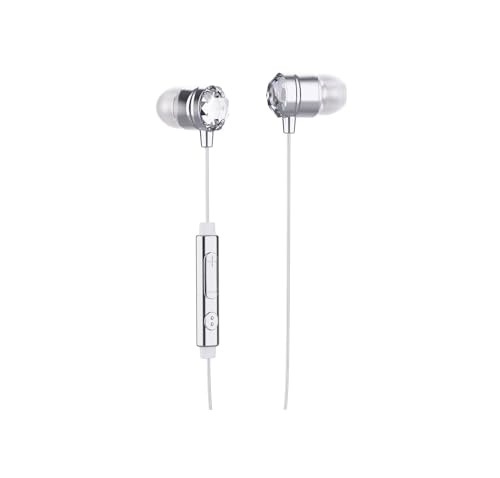 Premium Cristal Wired Earbuds, Diamond in-Ear Earphones with Microphone, with One USB-C to 3.5 mm Jack Adapter, Comfortable Fit, Deep Bass, Crystal Clear Sound, Volume Control, 3.5mm Jack
