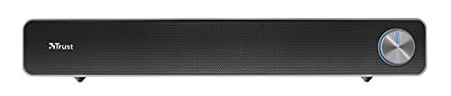 Trust Arys PC Soundbar, Speaker for Computer and Laptop, 12 W, USB Sound System, Metal Grill, Illuminated Volume Control, Speaker Bar for PC, Laptop, Mac - Black | USB Sound System, Metal Grill, Illuminated Volume Control, Speaker Bar for PC Laptop Mac -