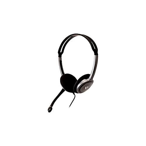 V7 HA212 Lightweight Stereo Headset with Microphone - Black & Grey