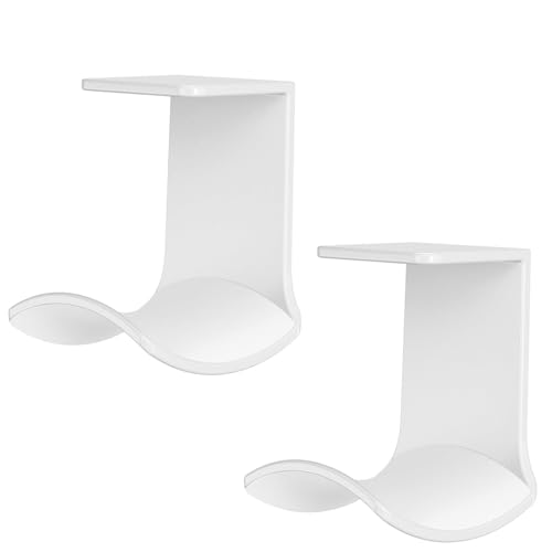 2-Pack Under Desk Headphone Hanger Adhesive Headset Holder Mount - color: White B(2 Pack)