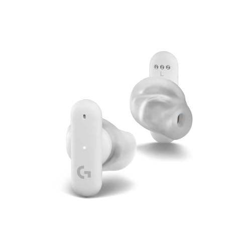 Logitech G FITS True Wireless Gaming Headphones, Custom Molded Fit, LIGHTSPEED + Bluetooth, Four Ray Generating Microphone, PC, Mac, PS5, PS4, Mobile, Nintendo Switch - White