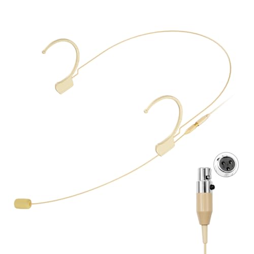 KIMAFUN Headset/Headworn Microphone Professional Earset Over Ear Hanging Condenser Mic Compatible with AKG Wireless System Bodypack Transmitter, Ideal for Performance, Theater, Lecture - Beige D3 - size: D3 for AKG Wireless System