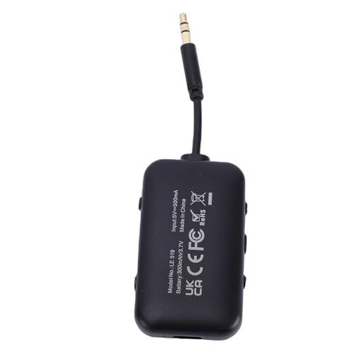 Jiawu Bluetooth Transmitter Receiver, Bluetooth 5.4 Ultra Low Latency Wireless Audio Adapter, Rotatable Audio Jack with Builtin 300mAh Battery USB Type C Charging 12m Range for