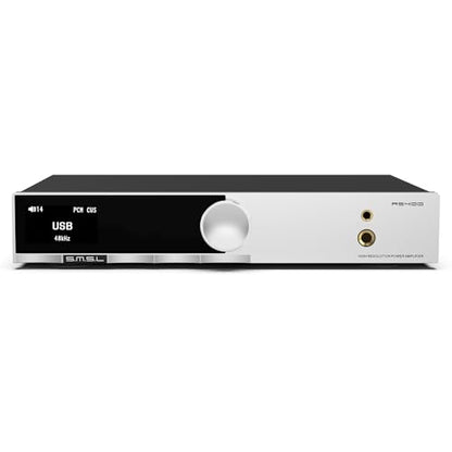 SMSL AS400 Power Amplifier DAC Headphone Amp 2.1 Channel 165W x2 MA5332MS MM Phono Amp CS43131 MQA CD DAC 6.35mm/4.4mm 768K/32Bit XMOS XU316 USB/Bluetooth 5.1/Coax/Opt/RCA/Phono/Input (Silver)