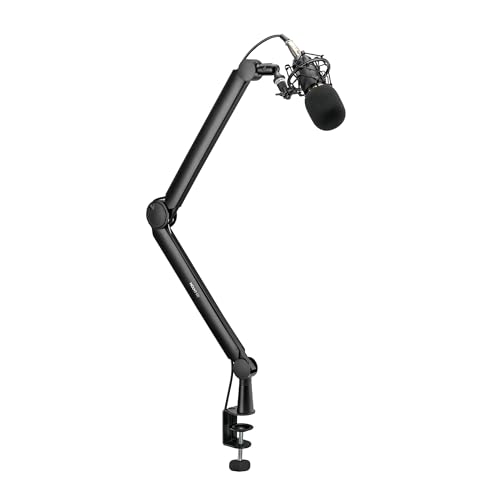 Mount-It! Mic Arm, Microphone Boom Arm, Adjustable Full Motion Mic Desk Mount, for Streaming, Gaming, Podcast, Recording, 3/8" and 5/8" Compatible, Height up to 33.3", Black
