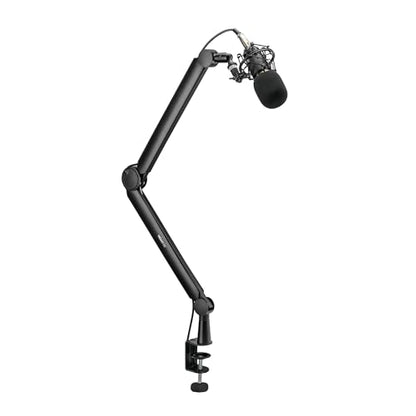 Mount-It! Mic Arm, Microphone Boom Arm, Adjustable Full Motion Mic Desk Mount, for Streaming, Gaming, Podcast, Recording, 3/8" and 5/8" Compatible, Height up to 33.3", Black