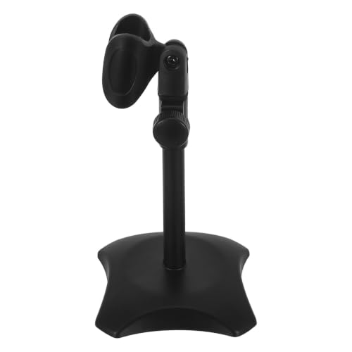 Outanaya Adjustable Microphone Desk Stand for Heavyweight and Handheld Microphones round Base, Portable Mic Holder, Made of Sturdy Abs and Iron, for Professional Studios and Lectures