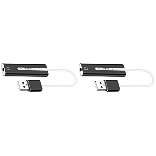 Hemoton 2pcs USB External Sound Card Surround Sound for Microphone and Earphone Volume for Computer Use Black