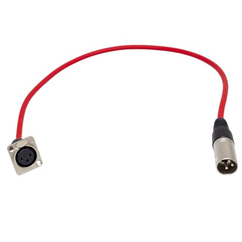 2ft Pigtail: XLR Female Panel Mount to XLR Male Plug (Red) - color: Red