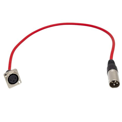 2ft Pigtail: XLR Female Panel Mount to XLR Male Plug (Red) - color: Red