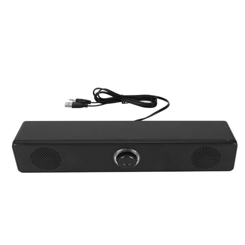 ANGGREK USB Computer Speakers, Prevent Magnetic Technology Volume Knob Wired Desktop Soundbar Simple for Laptop