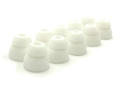 5 Pair Double Flange Earbud Headphones Replacement Silicone Ear Tips for Skullcandy, Panasonic, LG, Powerbeats, Symphonized, iFrogz, Mpow, JVC (White) - color: White
