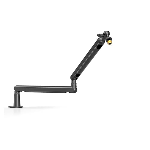 Adjustable Low-profile Arm Microphone Stand With Cable Managment/Desk Mount, Suspension Boom(WHITE) - color: WHITE