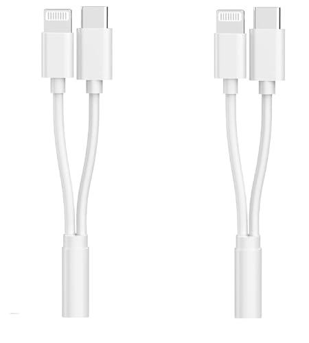 [Apple MFi Certified] Multi Lightning to 3.5 mm Headphone Jack Adapter | 2 Pack iPhone Headphones Aux Audio Dongle USB C TypeC to 3.5 Female Adapter for iPhone 17 16 15 14 13 Pro Max 12 11 XS