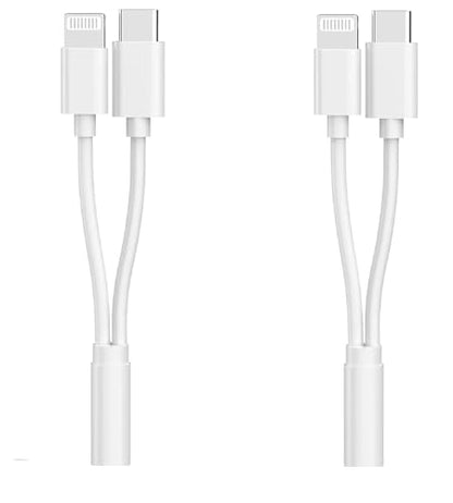 [Apple MFi Certified] Multi Lightning to 3.5 mm Headphone Jack Adapter | 2 Pack iPhone Headphones Aux Audio Dongle USB C TypeC to 3.5 Female Adapter for iPhone 17 16 15 14 13 Pro Max 12 11 XS