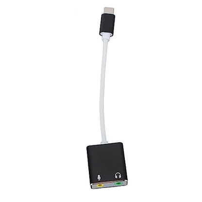 USB C Microphone Adapter, Aluminum Alloy Type C Sound Card, 7.1 Channel Audio Output, Plug and Play, Compact Type to 3.5mm Headphone Jack for Laptop Desktop Gaming