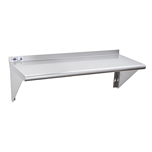Profeeshaw NSF Stainless Steel Shelf 12''x36'', Commercial Wall Shelving | 250 lb, Wall Mounted Metal Shelves, with Backsplash and 2 Brackets, for Restaurant, Bar, Utility Room, Kitchen and Garage - size: 12"x36"