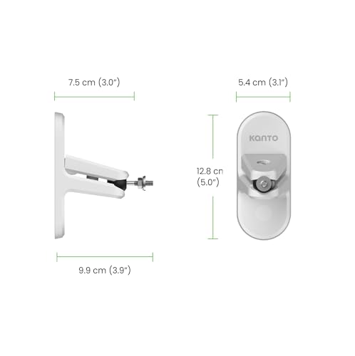 Kanto SPW3W Universal Satellite Speaker Wall Mount Bracket | ¼-20 Thread Attachment | Tilt, Swivel & Rotation | Holds 12 lbs (5.4 kg) | Wire & Cable Management | No Visible Hardware | Pair | White - color: White
