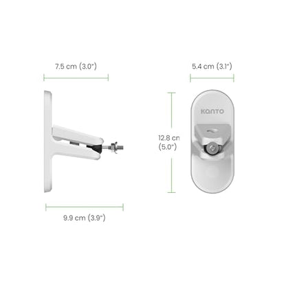 Kanto SPW3W Universal Satellite Speaker Wall Mount Bracket | ¼-20 Thread Attachment | Tilt, Swivel & Rotation | Holds 12 lbs (5.4 kg) | Wire & Cable Management | No Visible Hardware | Pair | White - color: White
