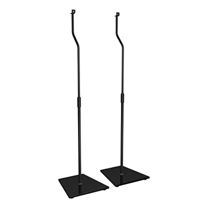 AVF Speaker Floor Stands for Speakers up to 11 lbs, Adjustable Height 31-41 Inch, Steel and Glass Speaker Stand Pair, Black, EAK85B-A - style: Black w Glass Bass