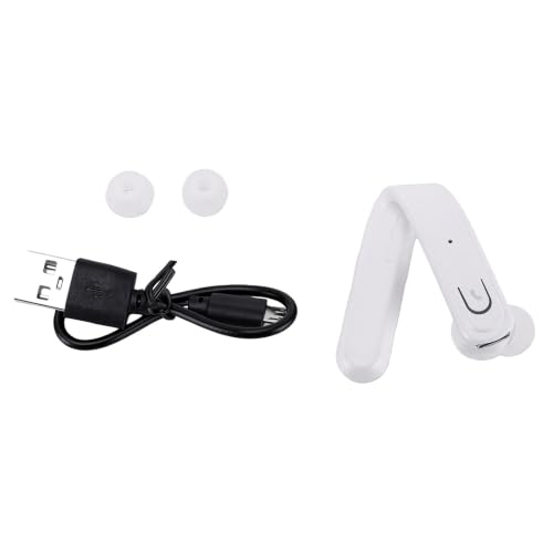 Single Ear Bluetooth Headset, Handsfree Earphone with Mic, IP67 Water Proof Ear Hook Wireless Earpiece for Truck Driver Laptop Cell Phone (White) - color: White