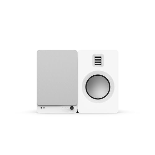 Kanto TUK Powered Speaker with Headphone Out | Built-in USB DAC | Dedicated RCA with Phono Pre-amp | Bluetooth | AMT Tweeter | 5.25" Driver | Pair | Matte White - color: Matte White