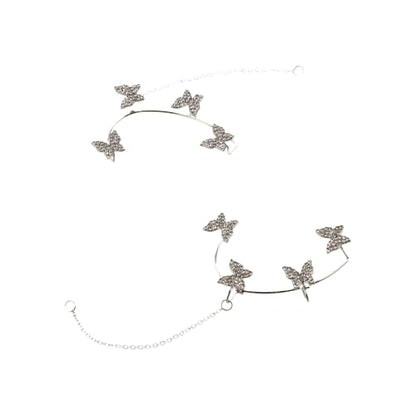 Wireless Earphone Decoration, Anti Lost Earrings for Earbud Earphone Chain Earring Holder Rhinestone Butterfly Hook Earrings for Women