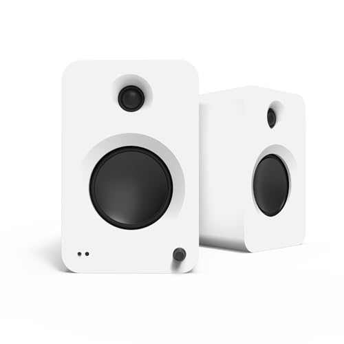 Kanto REN MW Bluetooth Powered Bookshelf Speakers - Matte White Pair S6W Angled Desktop Speaker Stands for Large Speakers - White Pair (2024) - size: REN MW, style: S6W