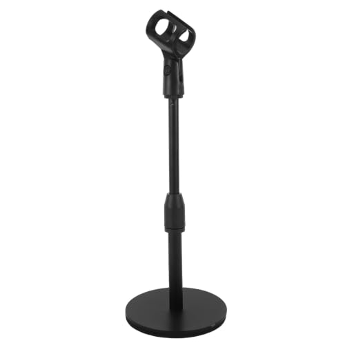 Mobestech Microphone Holder Adjustable 120mm and Mic Stand Metal with Table Desktop round Base, Space-saving Design Universal Compatibility for Studio Sessions and Wedding Stage