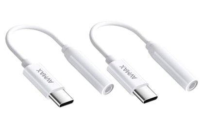 AVMAX USB C to 3.5mm Audio Headphone Adapter HiFi 2 Pack,Type c to Aux Female Cable for 16 15 Plus, S24 S23 S22 S21 S20 and More Type c Devices(Classic white2) - style: Classic White2