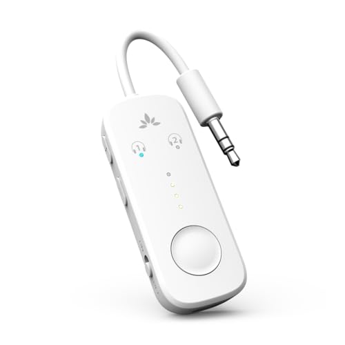 Avantree Relay - Airplane Bluetooth Adapter for 2 AirPods or Headphones | Qualcomm aptX Adaptive, 25H Battery, Future-Proof Firmware Upgradable, 3.5mm AUX Audio Transmitter for Flight Travel & Gym - color: 2-White
