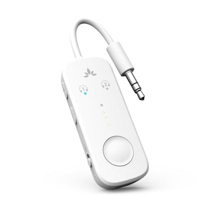 Avantree Relay - Airplane Bluetooth Adapter for 2 AirPods or Headphones | Qualcomm aptX Adaptive, 25H Battery, Future-Proof Firmware Upgradable, 3.5mm AUX Audio Transmitter for Flight Travel & Gym - color: 2-White