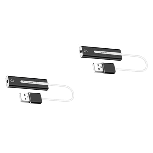 OSALADI 2pcs USB Sound Card Track for Computer Mic Earphone Support Play Volume Long-