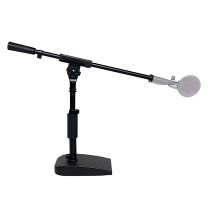 Shure by Gator Low Profile Mic Stand with Single-Section Boom (SH-DESKTOP2) | Compact Non-slip Weighted Base Twist Clutch Height Adjustment Integrated Cable Management.