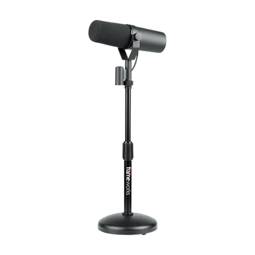 Gator Frameworks Desktop Microphone Stand with Round Weighted Base & Adjustable Height (GFW-MIC-0501) - size: Compact, style: Weighted Base - Adjustable Height