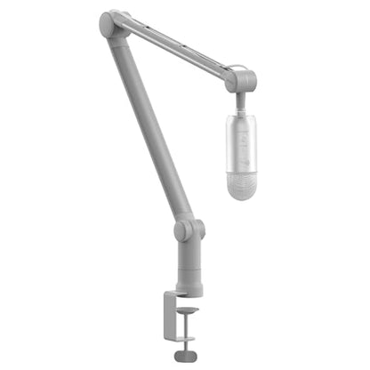 Boom Arm - Adjustable 360° Rotatable Microphone Sturdy Stainless Steel Mic Desk, Table Stand Foldable Scissor Stable Mount Arms for Radio Studio, Podcast, Gaming (MATTE SILVER) - color: Matte Silver