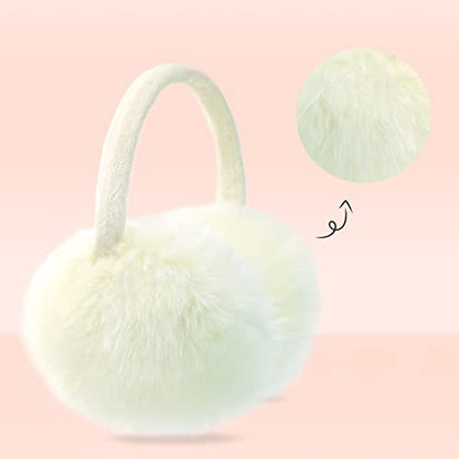 POXIMI Women Winter Earmuffs Girl Ski Adjustable Ear Covers for Kid Cute Bow Ear Warmer Outdoor Earmuff Fleece Lining - color: C-beige