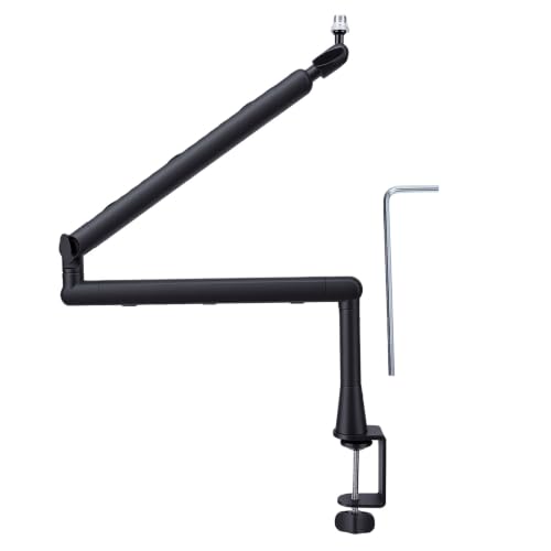 Studio Mic Arm with Cable Management, 5.7in Extension Pole, Adjustable Microphone Boom Arm for Podcast Recording