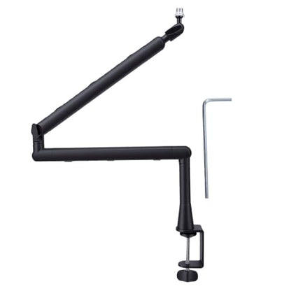 Studio Mic Arm with Cable Management, 5.7in Extension Pole, Adjustable Microphone Boom Arm for Podcast Recording